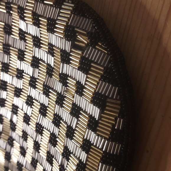 VINTAGE Beaded Shoulder Bag Clutch metallic black silver gold - Picture 6 of 8